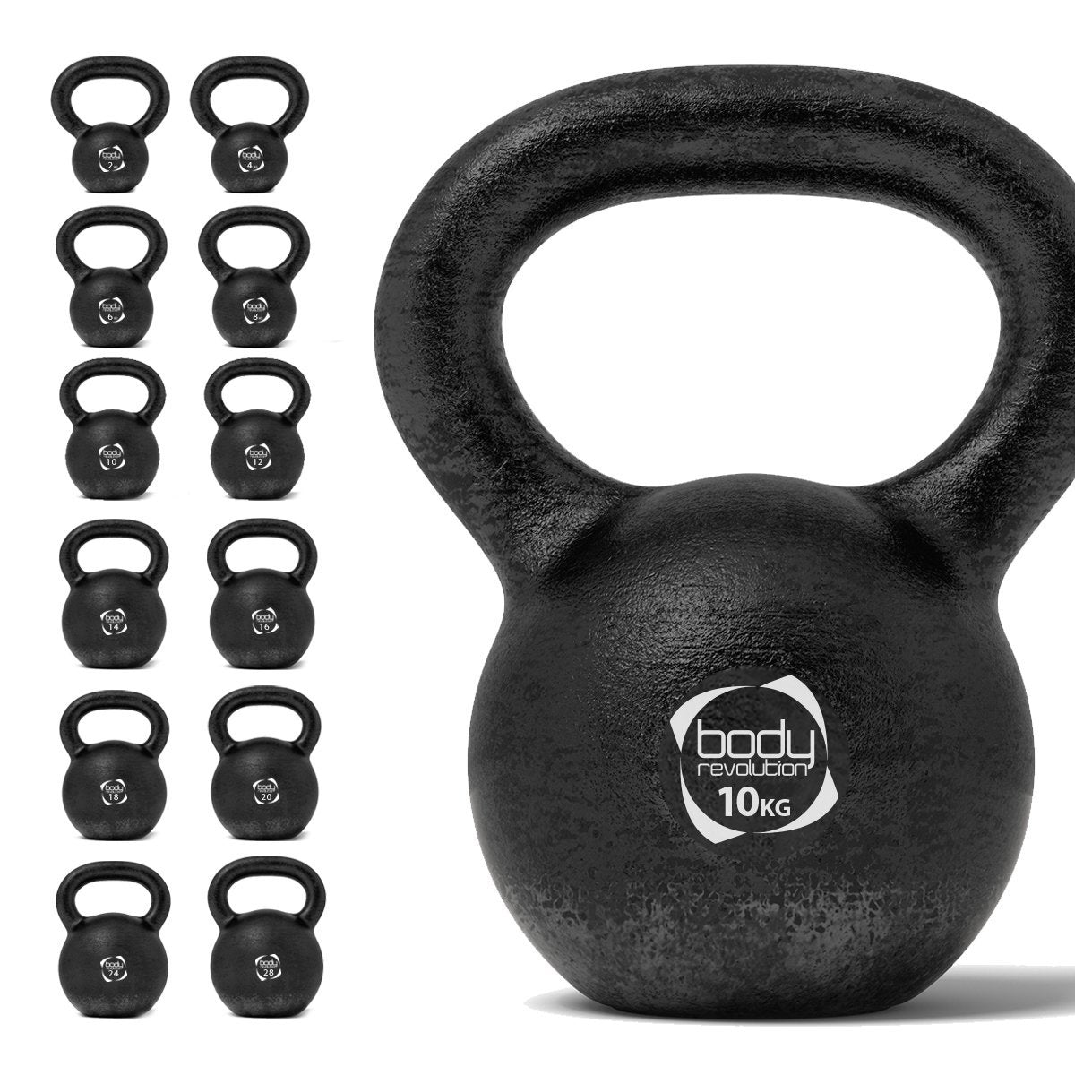 Cast Iron Kettlebells, 2kg to 28kg Body Revolution