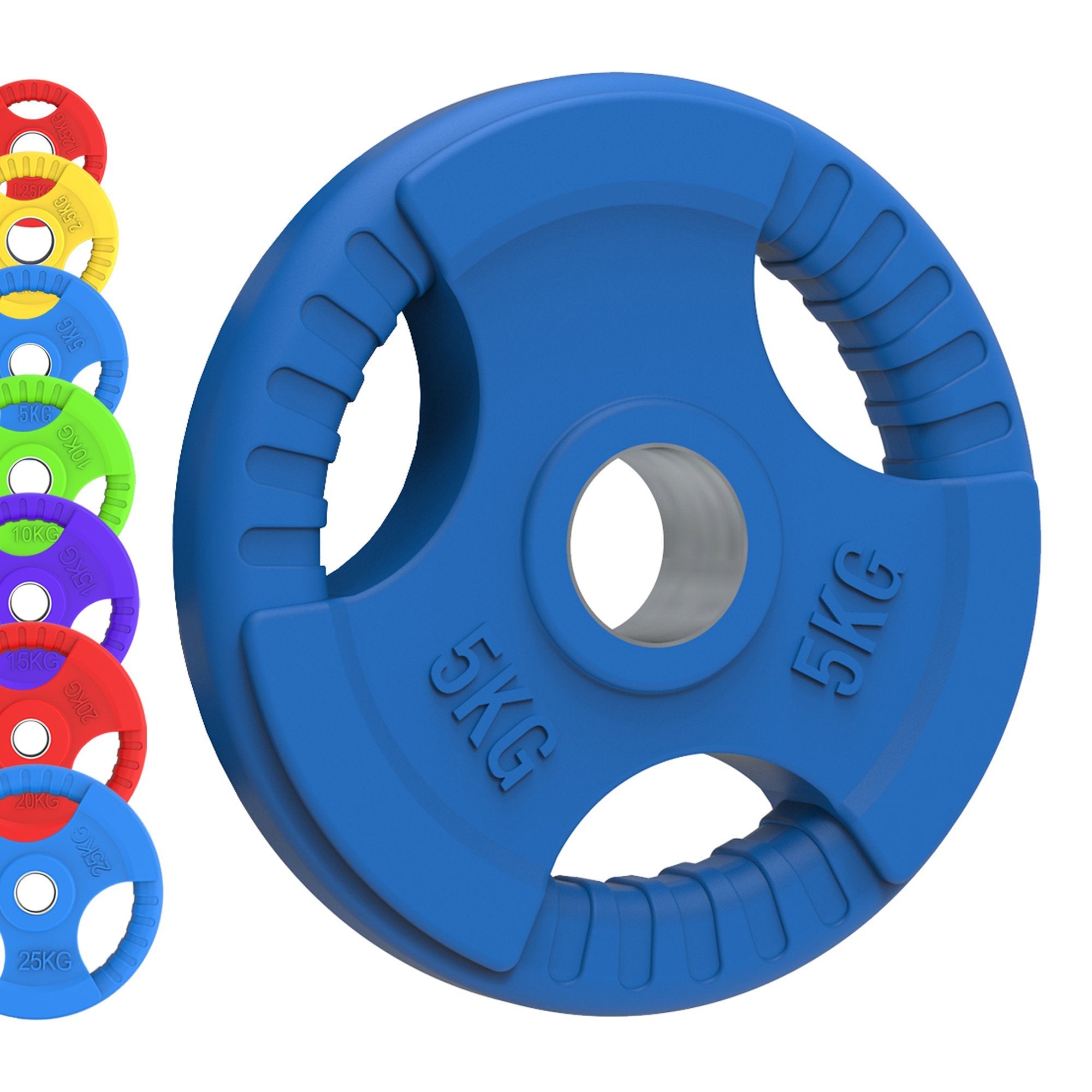 Olympic Tri Grip Rubber Weight Plates Colour Pairs Sets Body Revolution